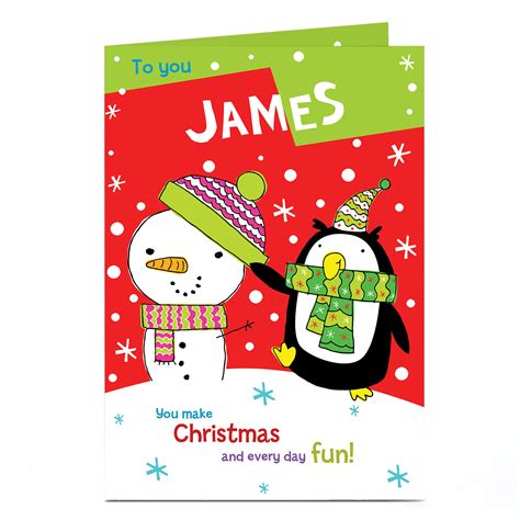 Buy Personalised Christmas Card Penguin And Snowman For Gbp 1 79 Card Factory Uk