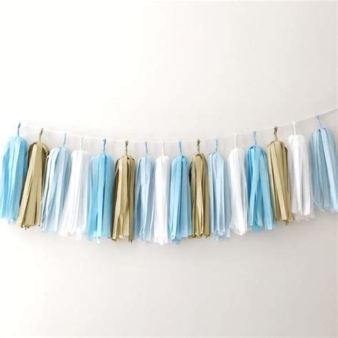 Baptism Boy Decorations Blue Gold Tassel Garland Boy Baby Shower