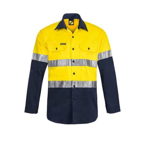 Workcraft Lightweight Hi Vis Two Tone Long Sleeve Vented Cotton Drill