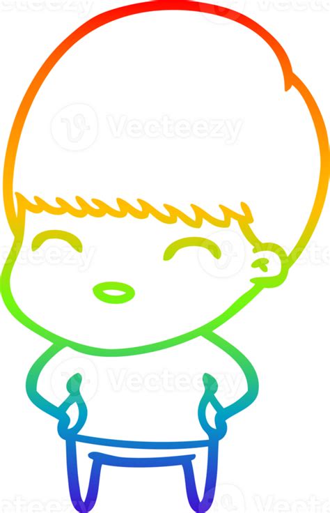 Rainbow Gradient Line Drawing Happy Cartoon Boy 39894636 Png