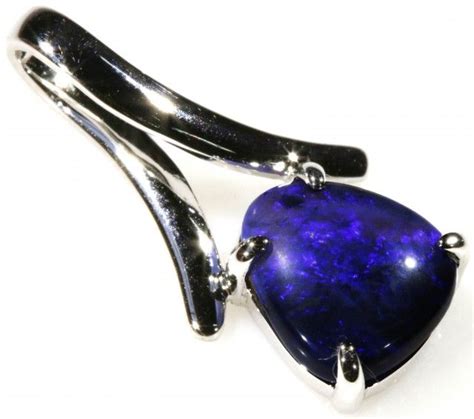 Solid Black Opal Set In Silver Pendant Soj