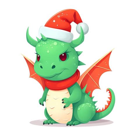 Dragão verde chapéu de papai noel símbolo do ano novo personagem de