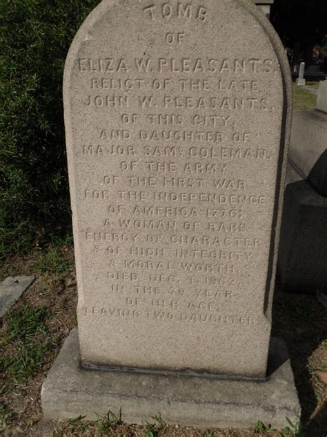 Eliza Wyatt Coleman Pleasants 1784 1862 Find A Grave Memorial