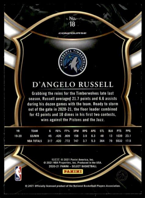 Panini Certified Gold Team D Angelo Russell Minnesota