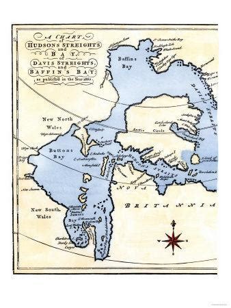 Early Map of Hudson's Strait and Hudson's Bay, 1662, in Arctic Canada ...