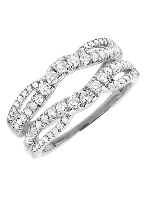 14k White Gold Symmetrical Diamond Jacket Enhancer Ring 1ct