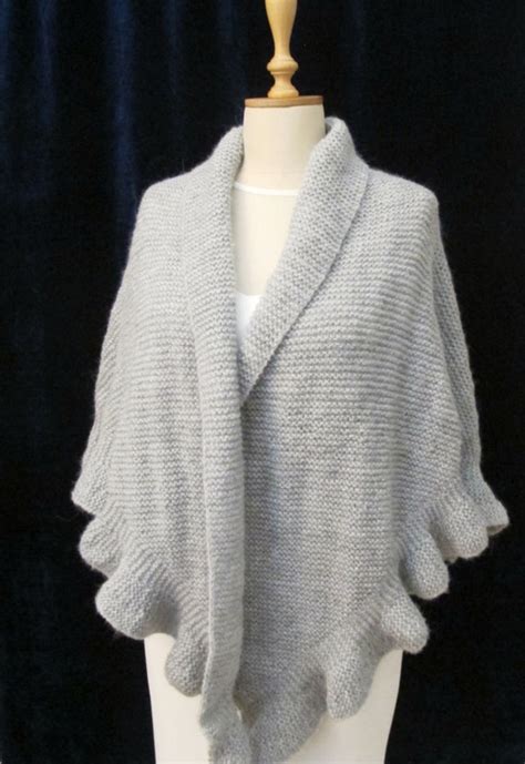 Plus Size Bridal Grey Shawl Wrap Wedding Shrug Hand Knitted