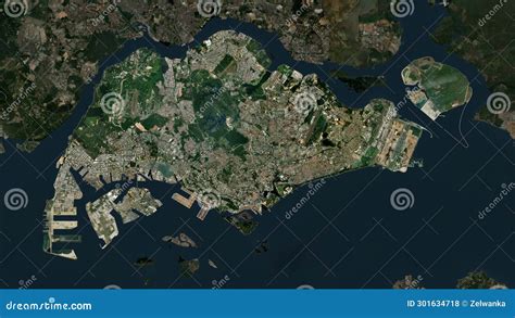 Singapore Highlighted High Res Satellite Stock Illustration