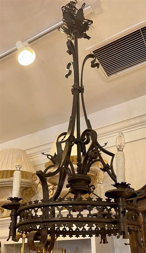 Antique Spanish Colonial Wrought Iron Chandelier