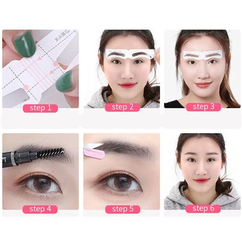 Veli Shy TAO 24 Pairs Adjustable Eyebrow Template Stickers Guide Card