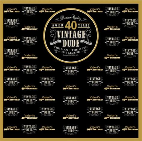 Custom Vintage Dude 50th Birthday Backdrop High Quality Computer Print