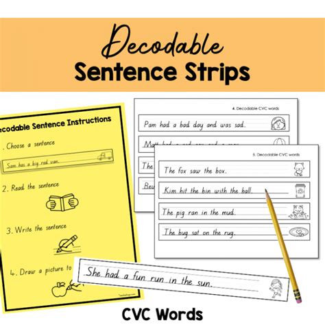 Decodable Sentence Strips Cvc Words Teachie Tings