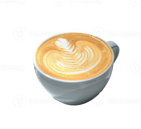 Coffee Latte With Heart Pattern Close Up Transparent Background