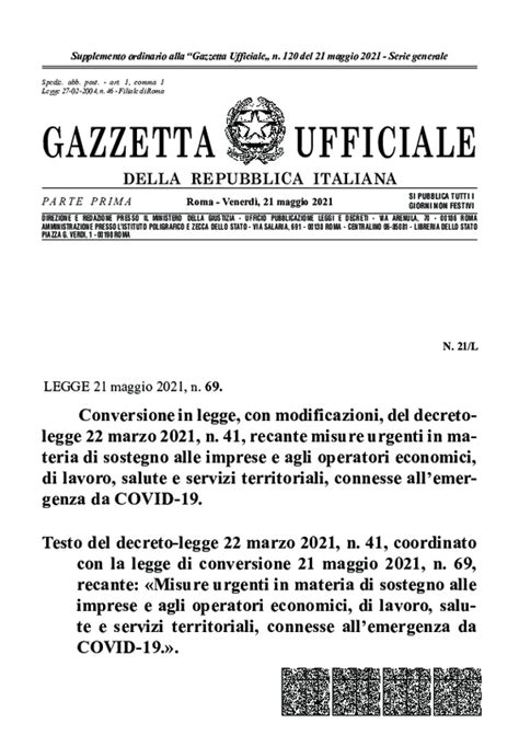 Decreto Sostegni Bis Gu Serie Generale N Del Suppl