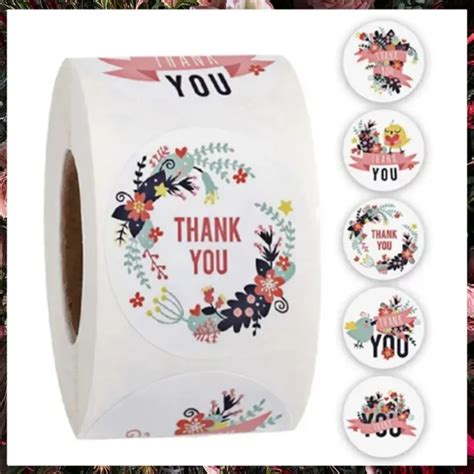 Stiker Label Thank You Pcs Roll Mm Produk Makanan Sticker