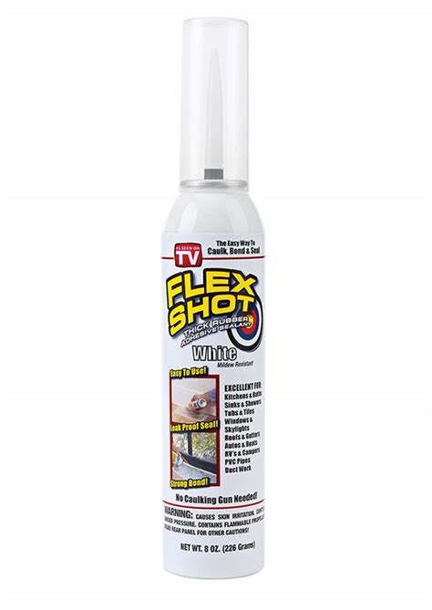 Flex Seal Fsh8w 8 Ounce White Flex Shot Rubber Adhesive Sealant At