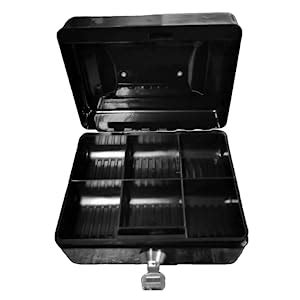 Hyfive Steel Security Petty Cash Box With Keys Tray In Black 6