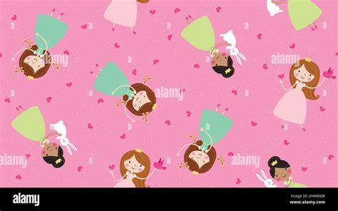 Fairytale Princess Seamless Vector Pattern Stock Vector Image Art Alamy