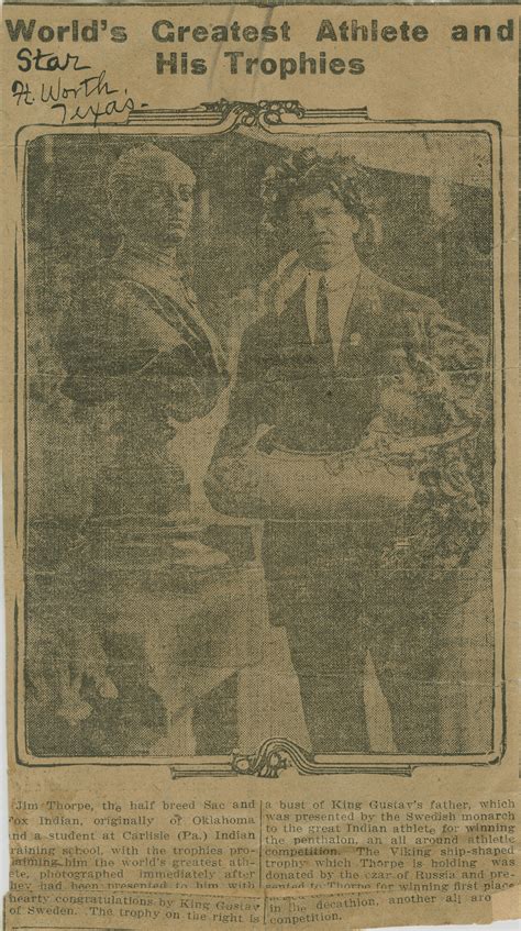 Jim Thorpe with Olympic Trophies, #1, 1912 | Carlisle Indian School Digital Resource Center