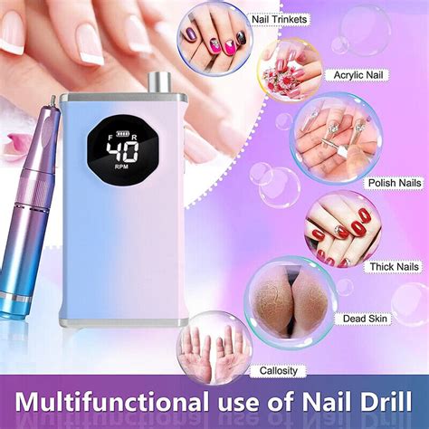 New Rpm Rechargeable Electric Nail Drill Machine Manicure Portable