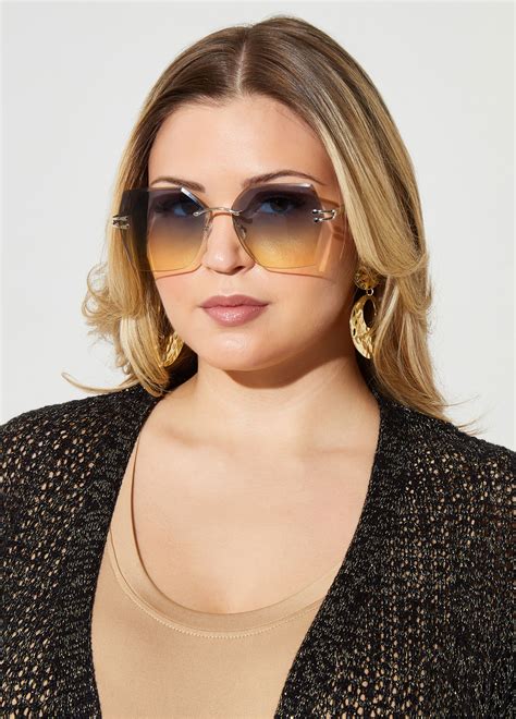 Rimless Cat Eye Sunglasses Women Shades Cheap