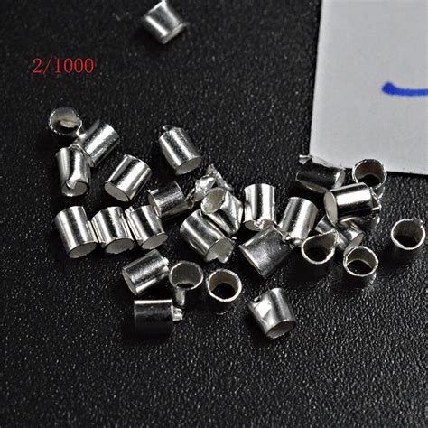 FLTMRH 500pcs 2 0mm Crimp End Beads Stopper Positioning Tube Spacer