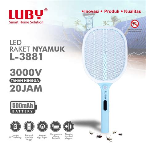 Jual Raket Nyamuk Luby Type L 3881 3000 V Tahan 20 Jam Battery 500mAh