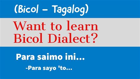 Simple Bicol Conversation Bicol Tagalog Translation Youtube