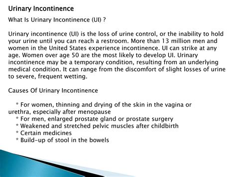 Diagnosis Of Urinary Incontinence Incontinence Urology Surgery Ppt