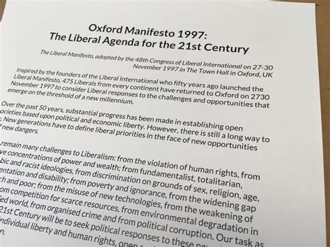 Oxford Manifesto 1997: The Liberal Agenda for the 21st Century ...