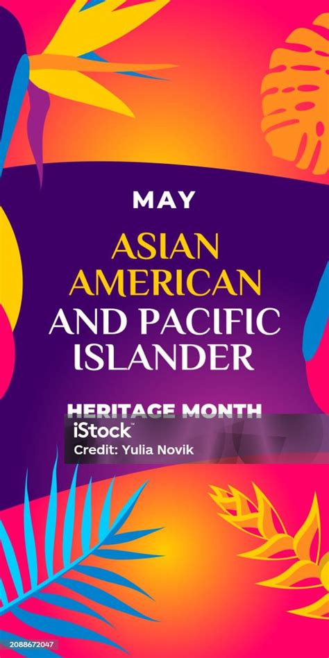 Asian American Native Hawaiian And Pacific Islander Heritage Month Vector Vertical Banner For