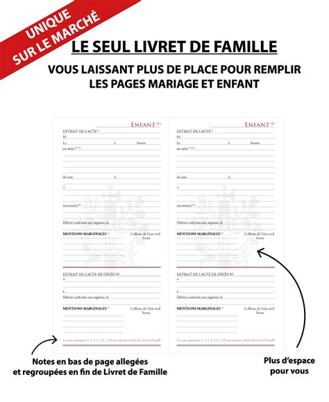 Le livret de famille standard sécurisé version manuscrite un