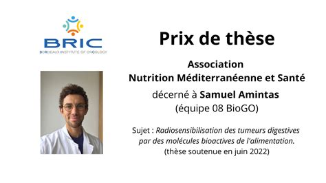 Samuel Amintas prix de thèse asso NMS Bordeaux Institute of Oncology