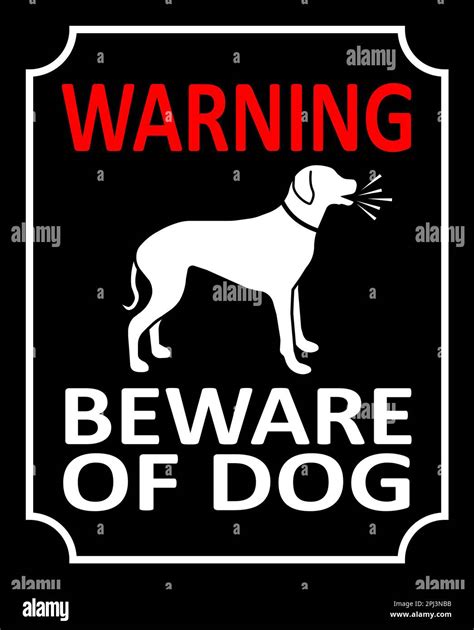 Sign Warning Beware Of Dog Black Background Illustration Stock Photo