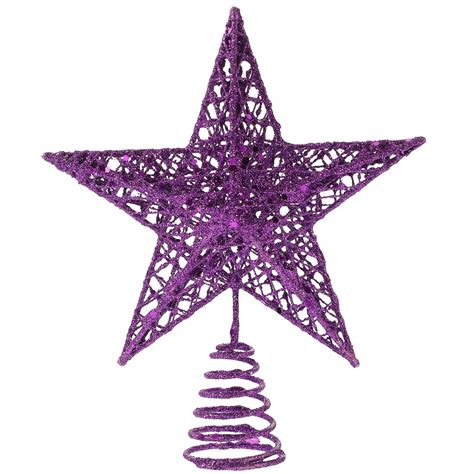 Metal Christmas Tree Topper Star Glittered Iron Art Hollow Star Treetop