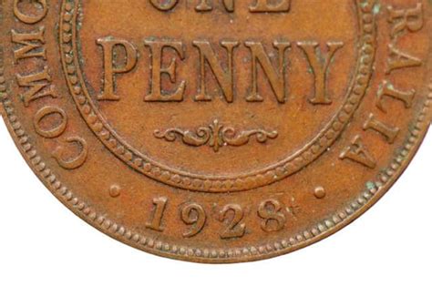 Australian 1928 Penny Variety Broken 8 In Vf Condition