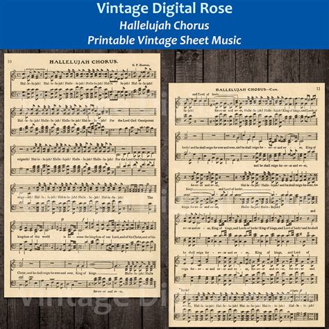 Hallelujah Chorus G. F. Handel's Messiah Printable Vintage Hymn Sheet ...