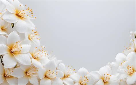 Flores Blancas Y Hojas De Textura De Papel Sobre Un Fondo Blanco