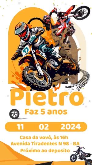 Convite Anivers Rio Motocross Moto Edite Gr Tis Nosso Editor Online