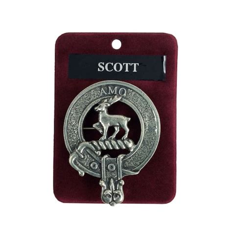 Scott Cap Badge Pewter Clan Crest Badge Gaelic Th Gem