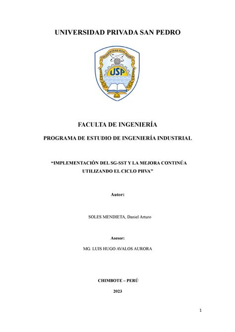 Implementaci N Del Sg Sst Y La Mejora Contin A Utilizando El Ciclo Phva