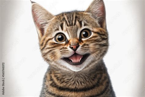 cute cat smiling, funny pet, happy pet isolated on white background ...