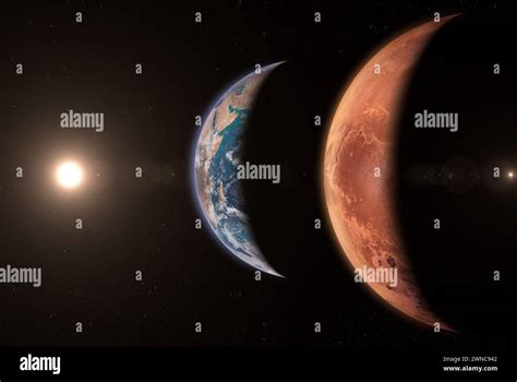 Earth and Mars view from space. Terrestrial planets. Planetary ...