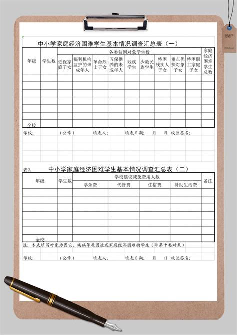 中小学家庭经济困难学生基本情况调查表excel模板中小学家庭经济困难学生基本情况调查表excel模板下载excel模板 脚步网