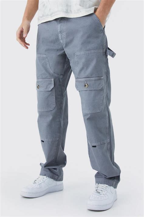 Relaxed Carpenter Cargo Contrast Stitch Trouser Boohoo Uk