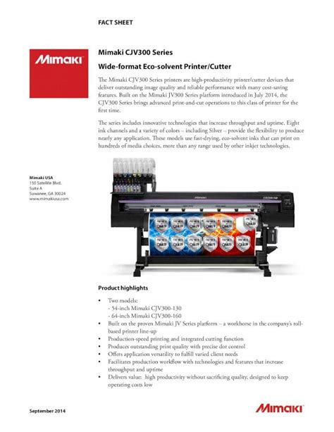 Pdf Mimaki Cjv Series Wide Format Eco Solvent Printer Cuttermimaki