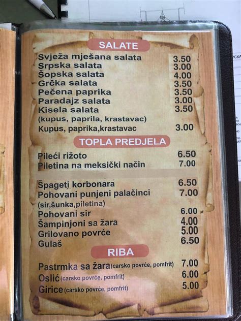 Speisekarte von Roštiljnica Rogić Trn restaurant Trn