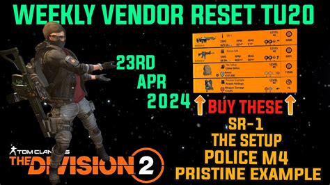 The Division 2 MUST BUYS GREAT WEEKLY VENDOR RESET TU20 LEVEL 40