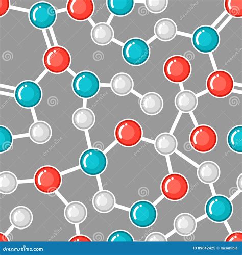 Seamless Pattern With Molecular Structure Abstract Molecules In Flat