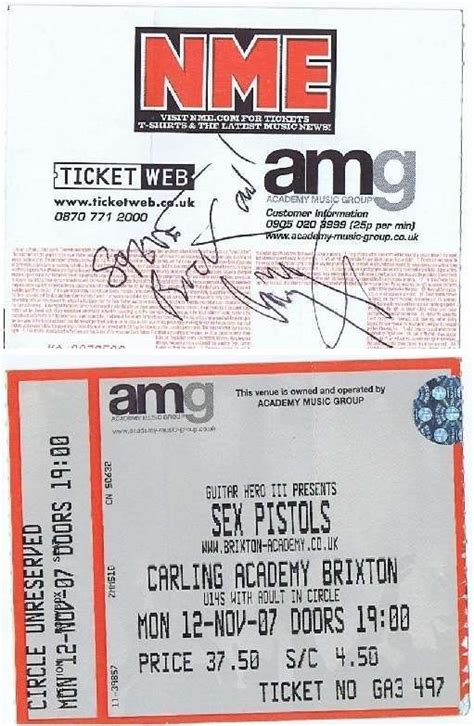 Jimmy Page Autographed Concert Ticket Sex Pistols Led Zeppelin